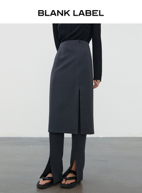 BLANK LABEL极简高级抗皱垂顺黑色西装裤女裙裤可拆两件套秋季