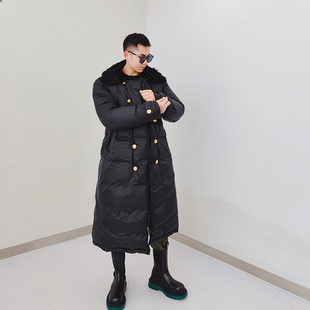 横店月娥邹兆龙同款军大衣羽绒服领子羊羔毛脱卸可定制