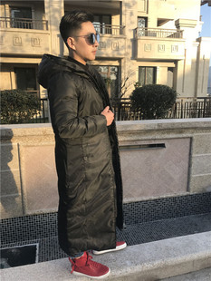 横店月娥明星同款铆钉款长款爆款休闲加长羽绒服可定制
