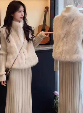 冬季新款环保仿水貂绒毛毛外套女时尚高级感年轻款皮草马甲女上衣