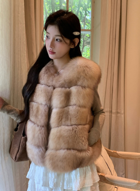 冬季新款甜美年轻款仿狐狸毛皮草马甲女时尚百搭高级感毛绒绒外套