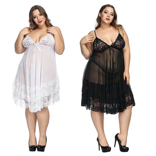 Sexy lingerie plus size transparent mesh dress 透明大码睡衣