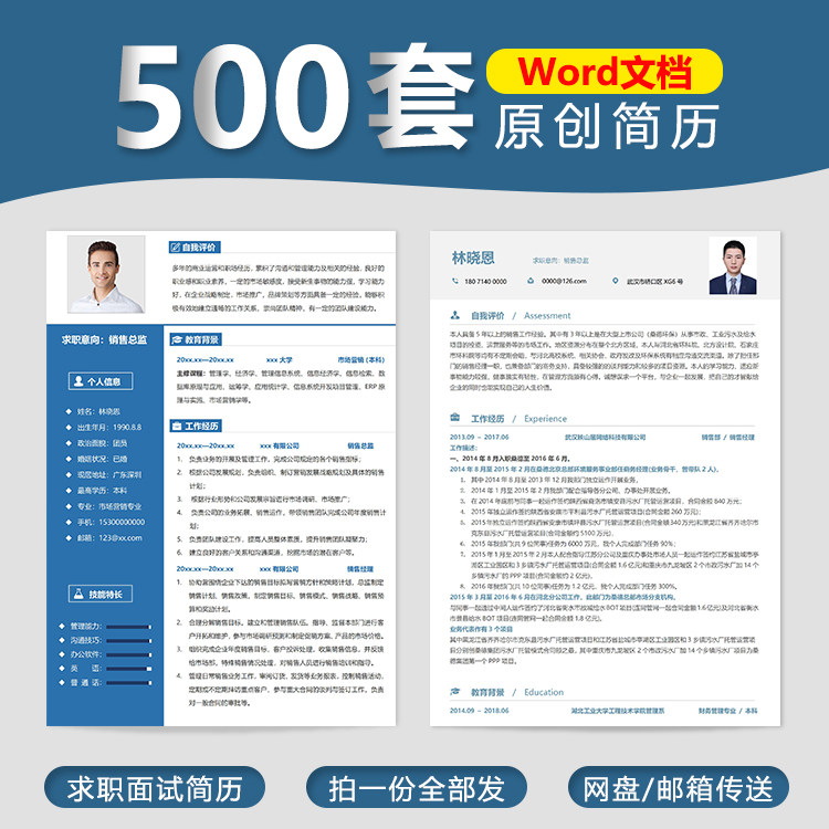 个人求职市场营销专业销售经理主管销售员市场运营总监简历模板