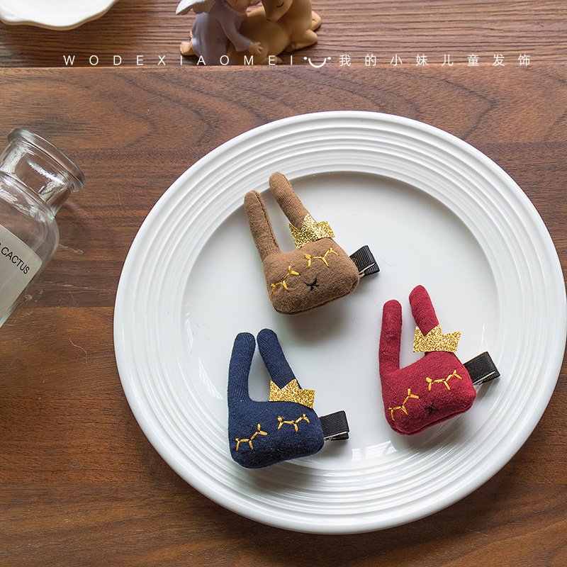 韩国儿童发夹女孩刘海夹发饰可爱小兔子发卡宝宝前额碎发夹子头饰