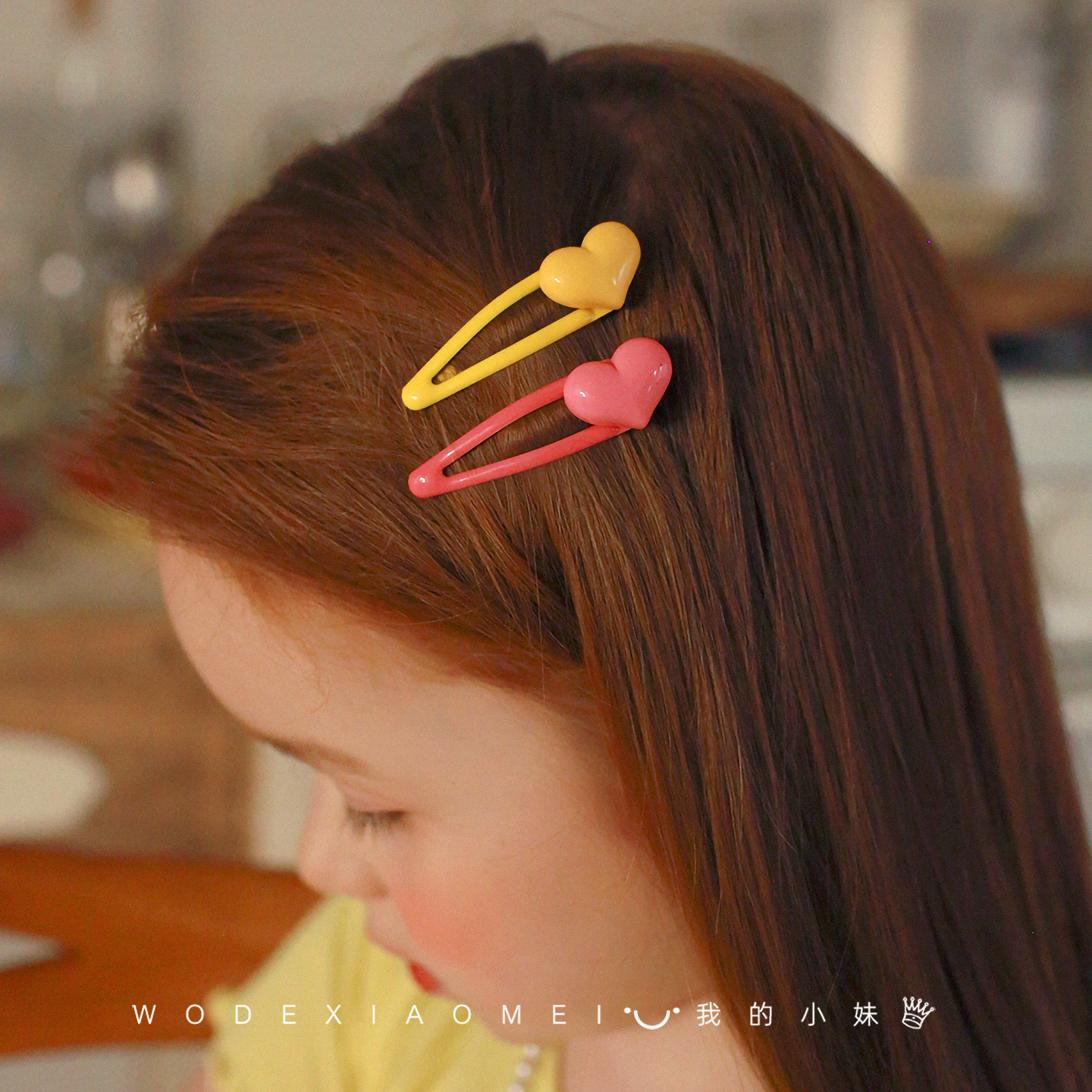 马卡龙糖果色亮面滴油爱心发夹