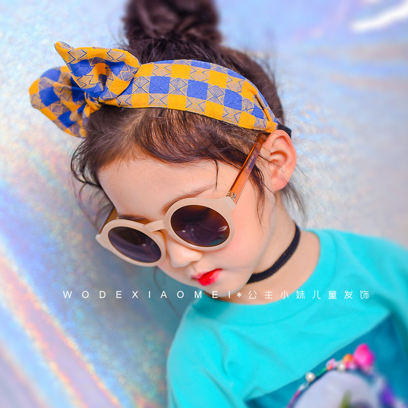 韩国儿童发箍小女孩公主宽边发卡甜美可爱格子蝴蝶结头箍发饰百搭