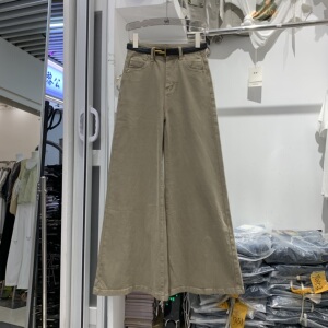 恒木子2530欧货秋款韩版时尚气质百搭高腰显瘦筒喇裤休闲牛仔裤女