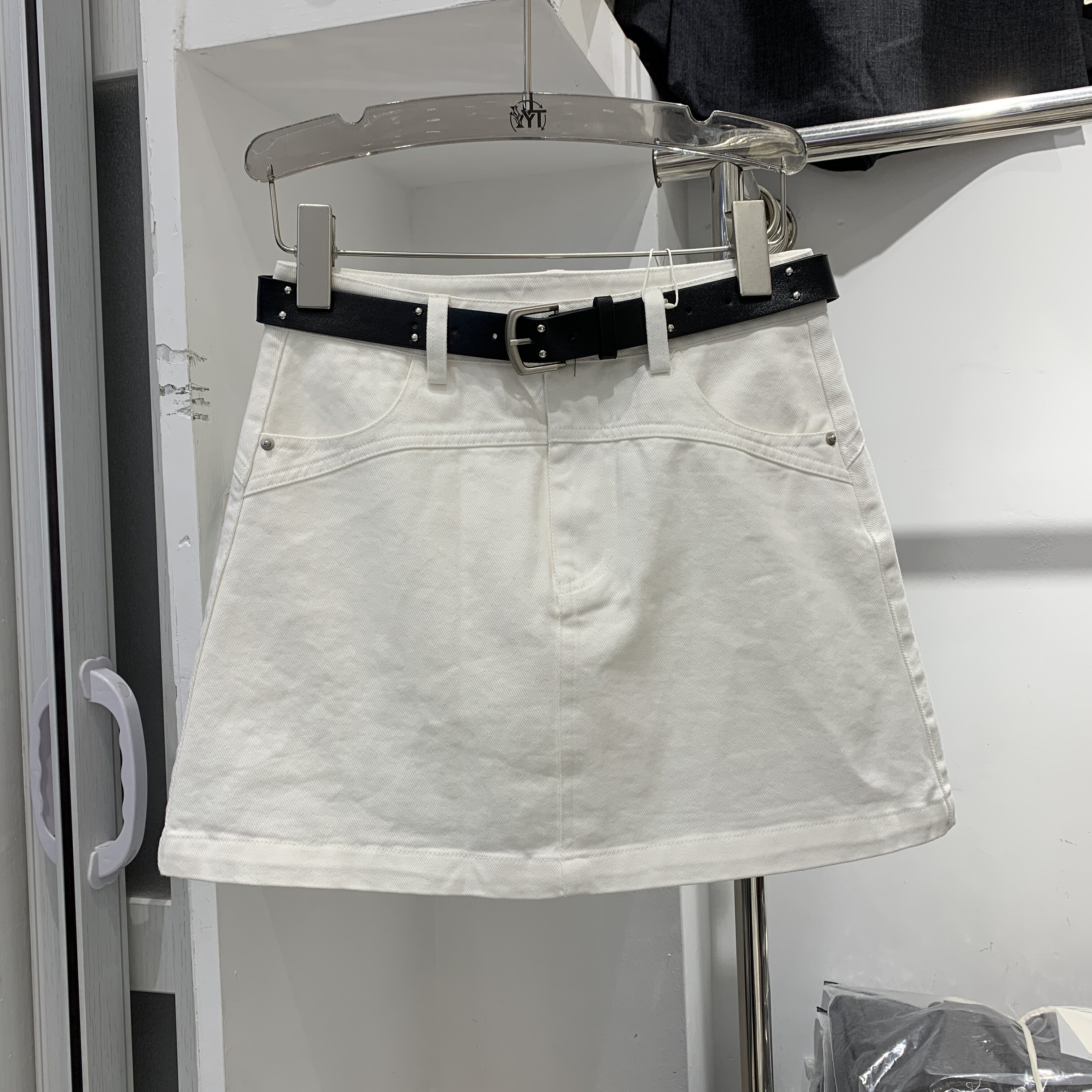 欣怡92612牛仔半身裙女春夏新款高腰拼接包臀裙小个子显瘦a字短裙