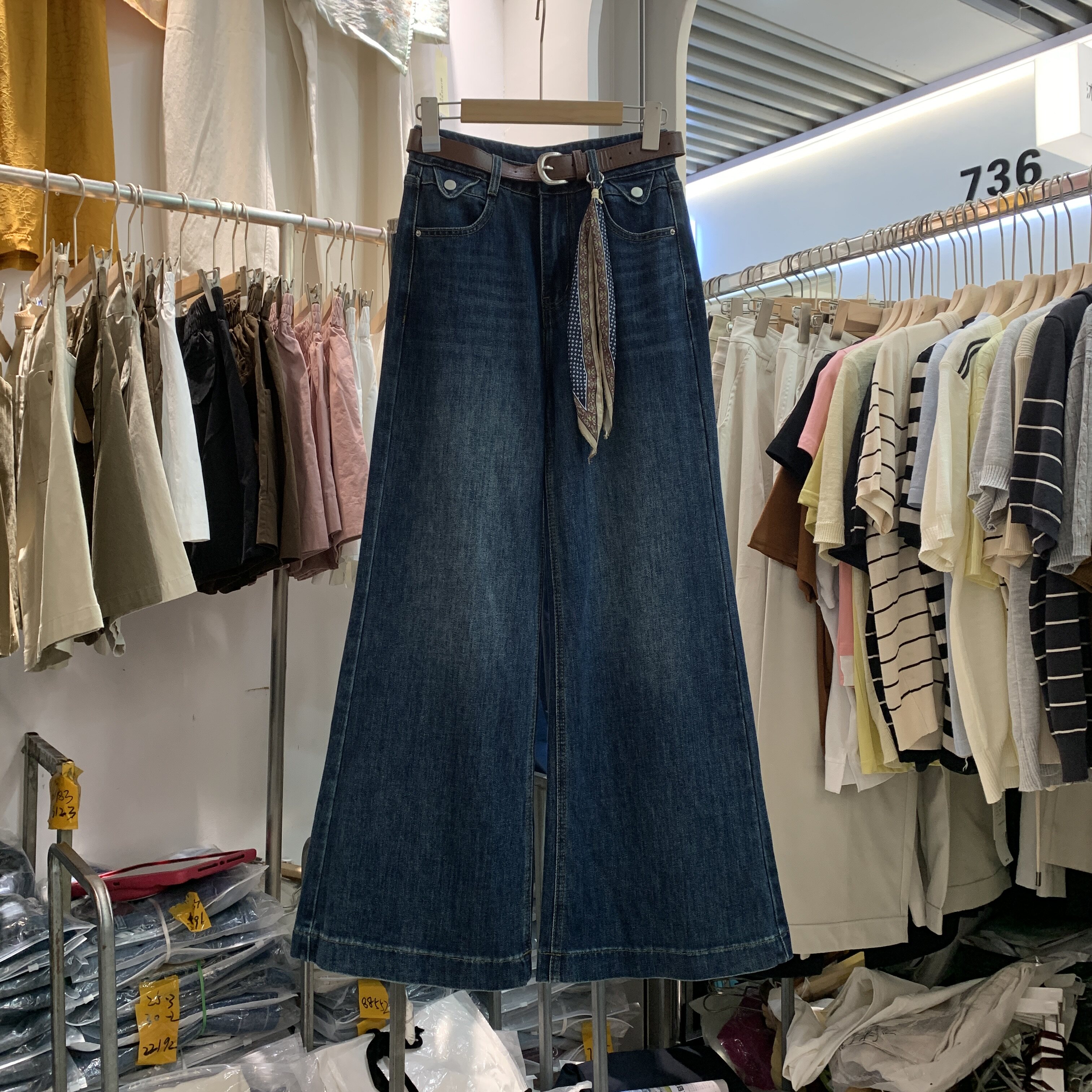 CGZ潮公主66200欧货秋高腰显瘦弹力不贴腿喇叭裤女直筒喇叭牛仔裤