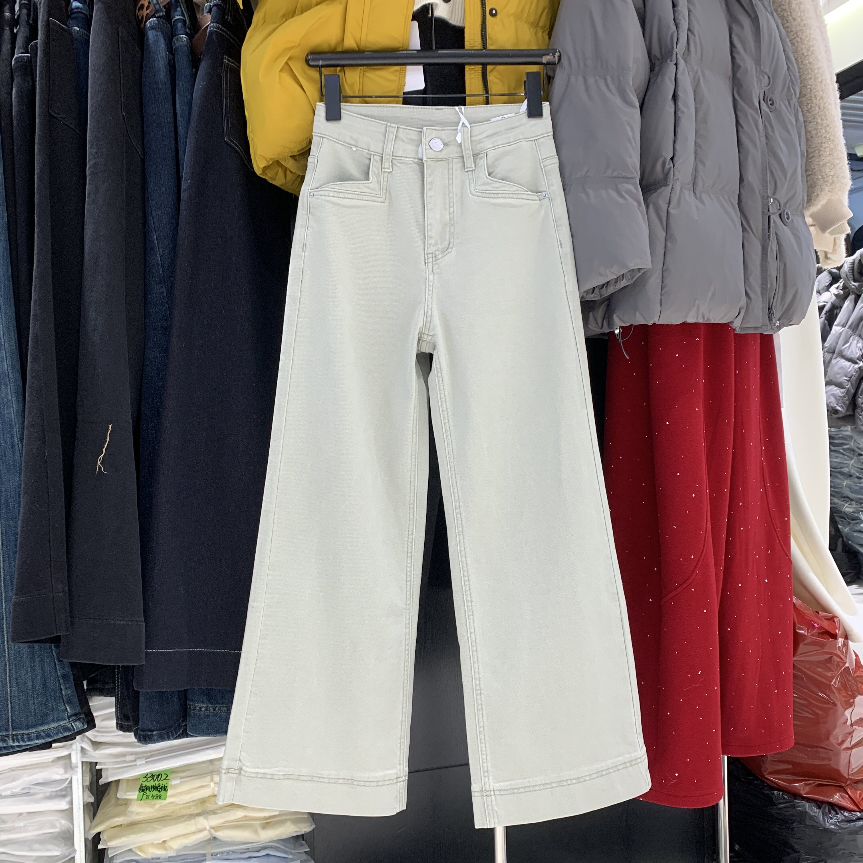 梵诗羽9861-18牛仔裤女春款简约风高腰九分小个子显瘦百搭直筒裤