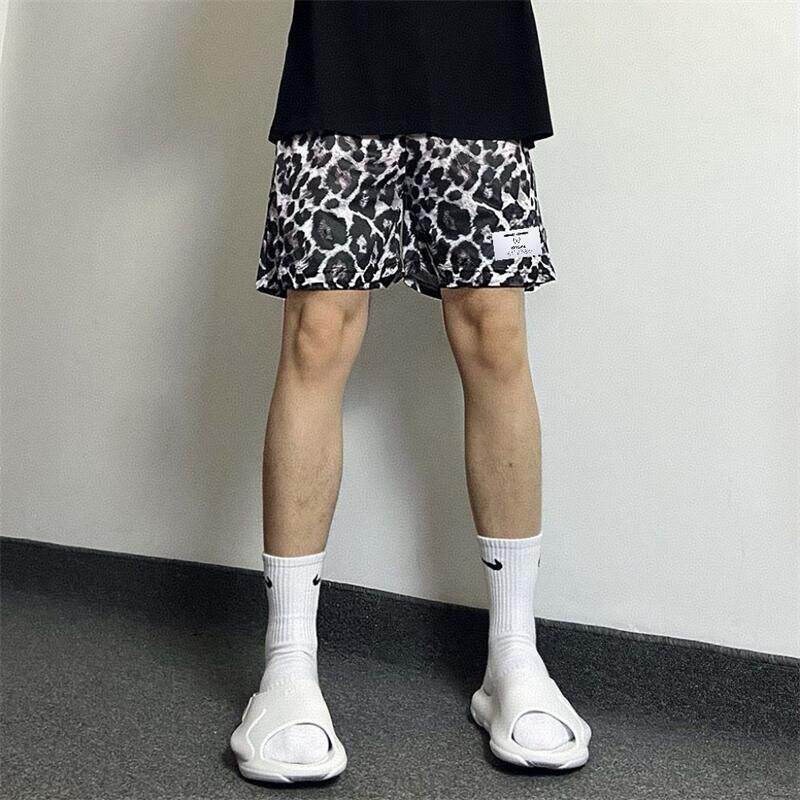 薄款不过膝三分美式短裤潮男穿搭欧美风豹纹网眼学生潮酷篮球短裤