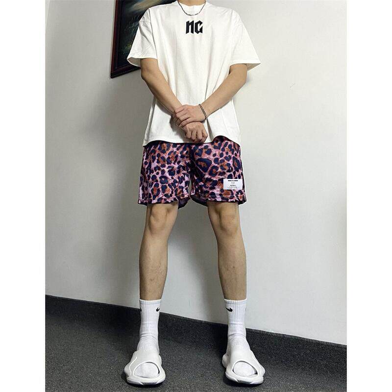 新款豹纹短裤美式篮球速干四分裤男女夏季宽松跑步运动健身训练裤