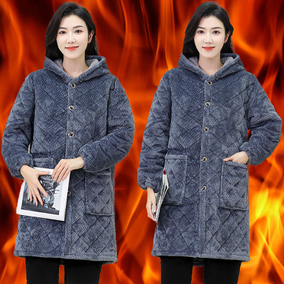 冬季加绒加厚棉服罩衣外套