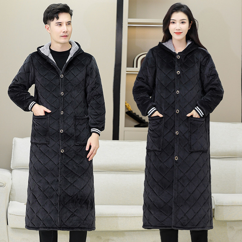 加厚加绒保暖罩衣男女大人加长款