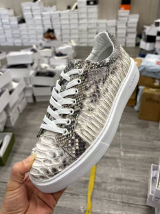 进口原花色蛇皮休闲板鞋手工定制喜马拉雅蛇皮XL大底轻盈透气男鞋