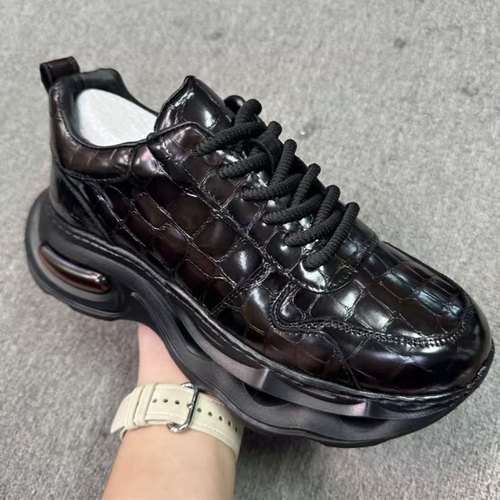 断码尾单鳄鱼皮气垫老爹鞋高光拱珠腹皮超舒适厚底增高男鞋手慢无