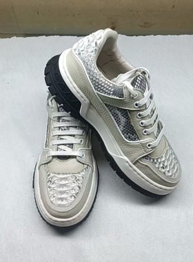 喜马拉雅蛇皮低帮Aj真皮男鞋厚底板鞋轻奢百搭小白鞋稀有皮休闲鞋