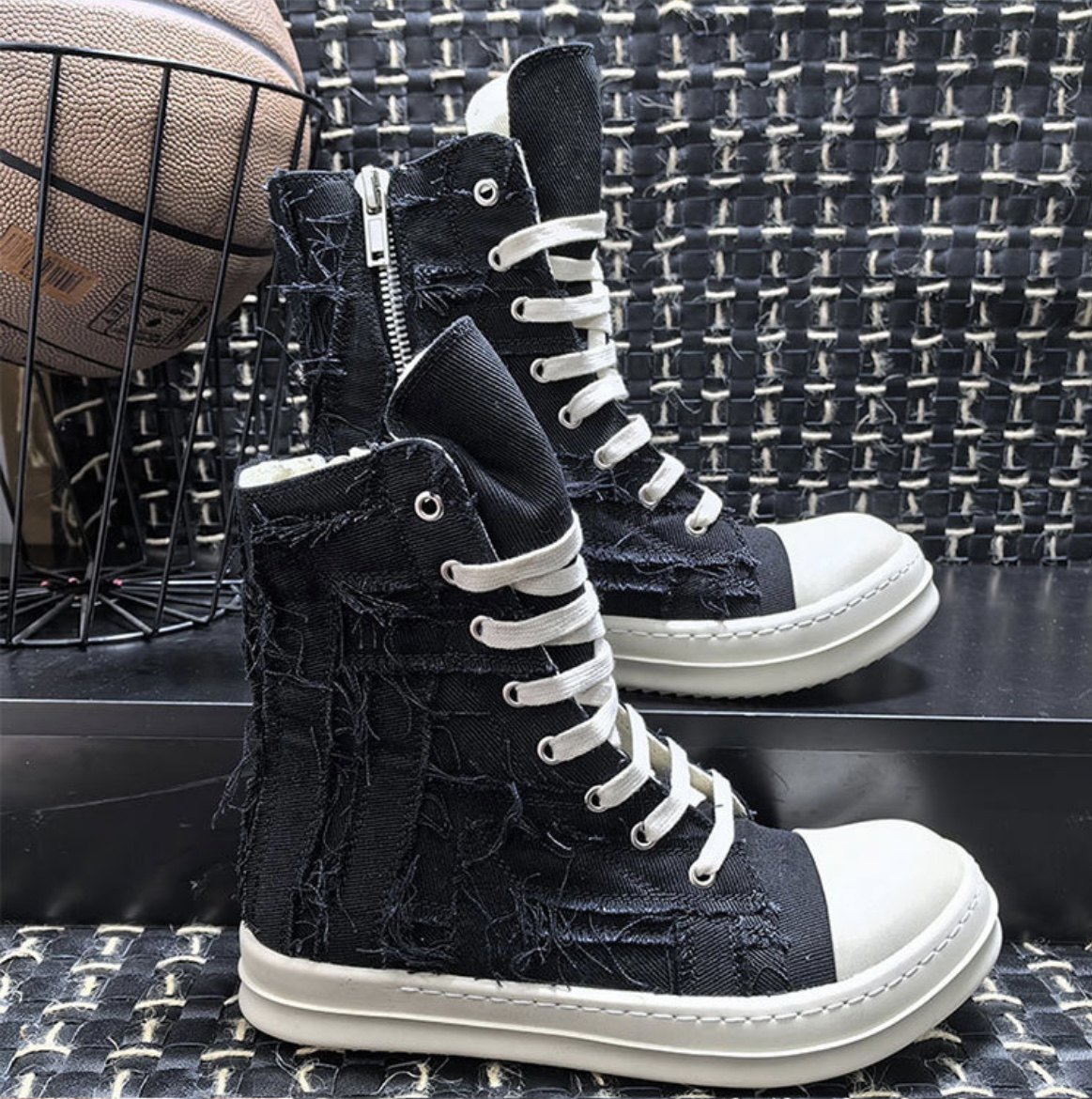 手作版休闲RO鞋高帮帆布百搭板鞋男女同款透气做旧乞丐鞋街头潮流