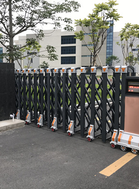 恒泰铝合金电动伸缩门折叠工厂工地推拉电动平移304不锈钢大门