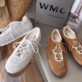 擦色软牛猄皮圆头休闲宽楦慢跑德训鞋 欧洲站WM6女鞋 26春芭蕾舞鞋