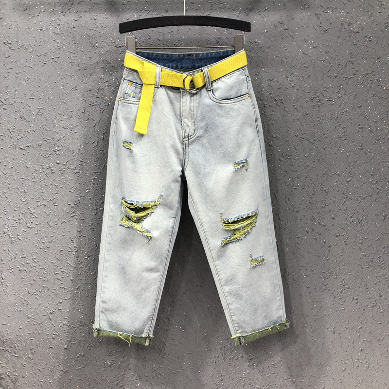 European goods Women's wear cowboy Capris 19 new pattern colour personality hole Beggar pants Easy Show thin Haren loosein the Women's clothing/Boutique , Jeans  category - from Buy2taobao.com to provide professional Taobao agent buy service
