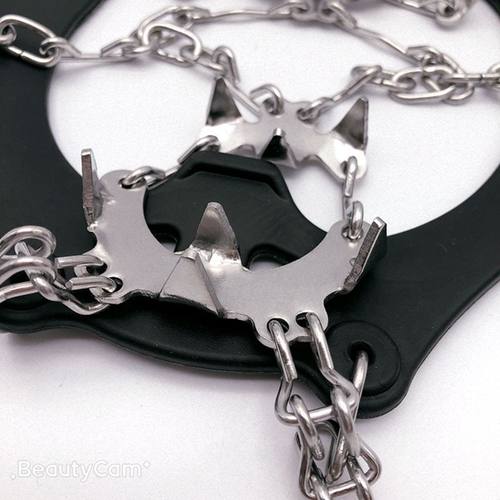 19齿冰爪雪地防滑冰爪鞋套不锈钢加厚户外登山攀岩防滑硅胶防滑链