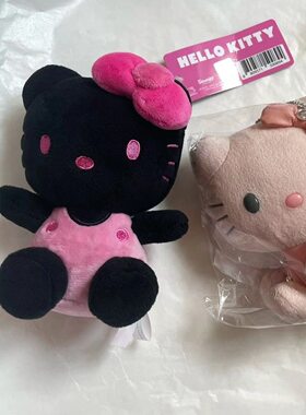 日本黑粉hellokitty公仔黑皮挂件hallo女生礼物包包书包挂饰系列