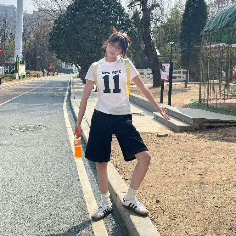 美式复古黑色五分牛仔短裤女夏季2026新款小个子高腰百搭阔腿中裤