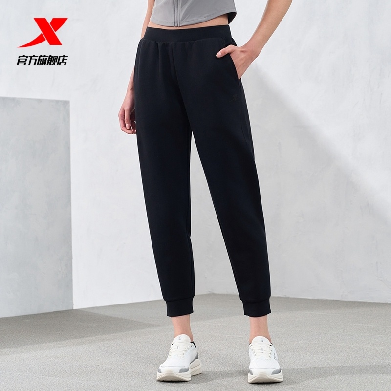 特步塑型科技针织九分裤女裤2025春秋新款束脚运动裤976128840054