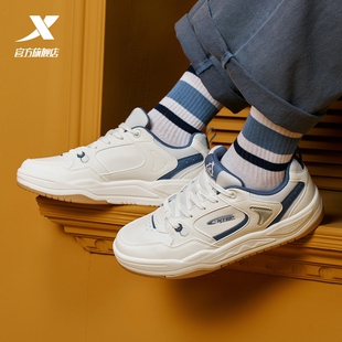 特步云帆|板鞋男鞋冬季新款青少年皮面百搭低帮休闲鞋运动鞋正品