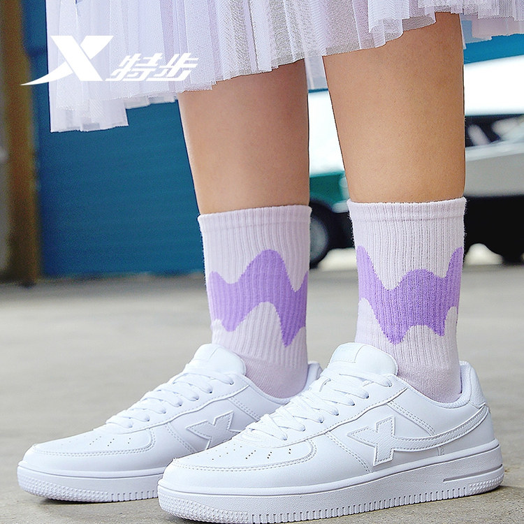 特步女鞋小白鞋官方旗舰店2025新款白色运动鞋低帮板鞋潮流休闲鞋