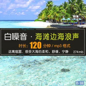 120分钟白噪音沙滩边舒缓海浪声放松助眠冥想瑜伽读书学习MP3