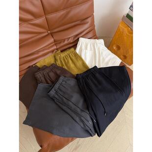 百搭直筒裤 多色 女松紧腰系带双口袋休闲裤