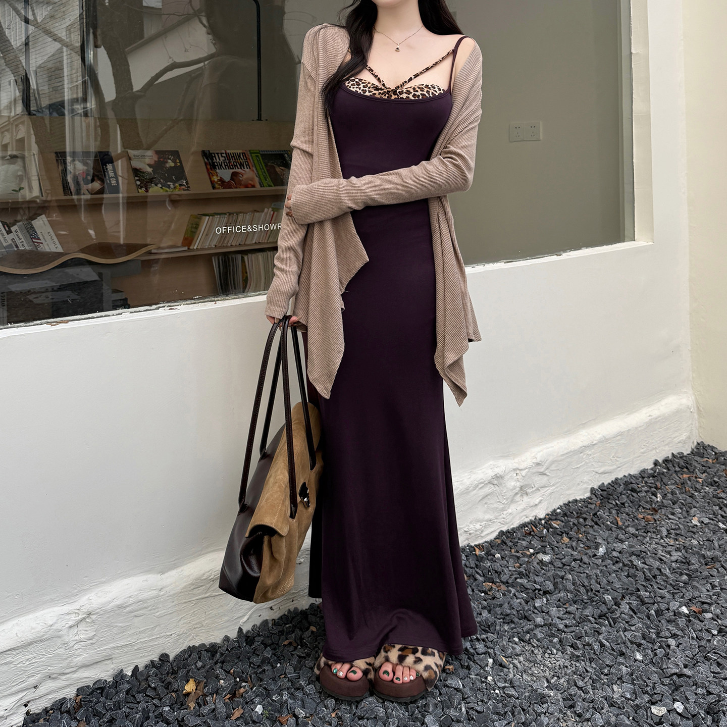 instahot 豹纹拼接吊带性感连衣裙2025秋季新款保暖外套长裙套装,女装/女士精品,连衣裙,淘宝优惠券,粉丝福利购,淘宝优惠卷