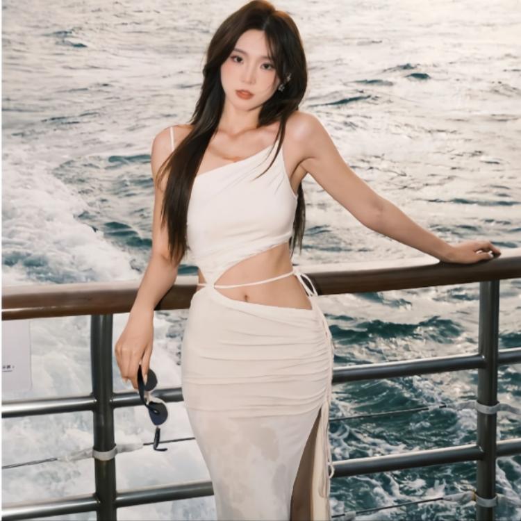 instahot白色海岛绝美连衣裙