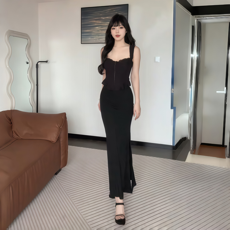 法式高级感吊带上衣套装女