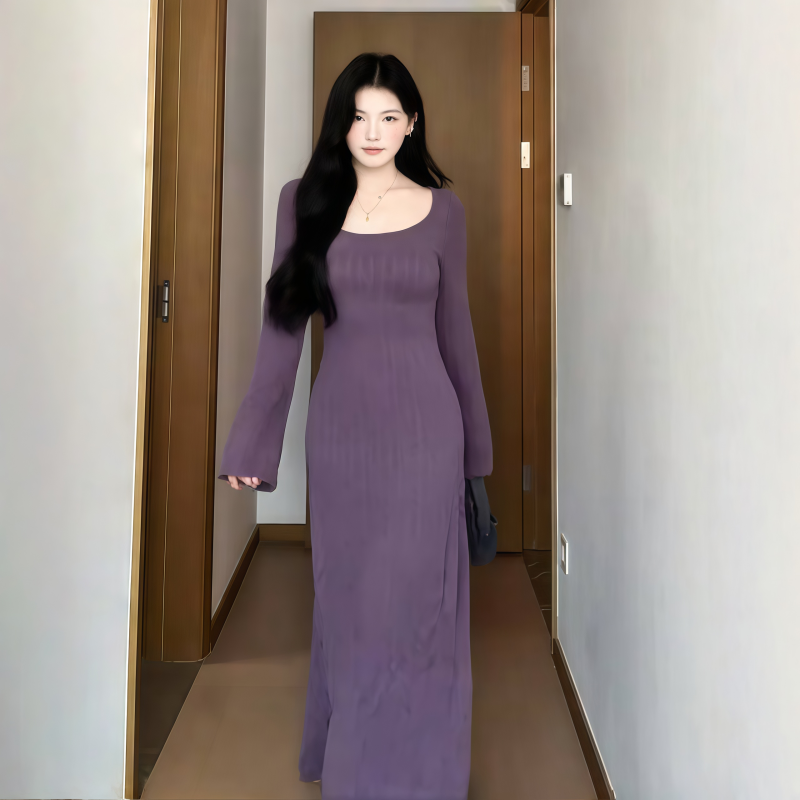 instahot 性感蕾丝针织连衣裙女秋冬套装裙长袖罩衫吊带紫色长裙,女装/女士精品,连衣裙,淘宝优惠券,粉丝福利购,淘宝优惠卷