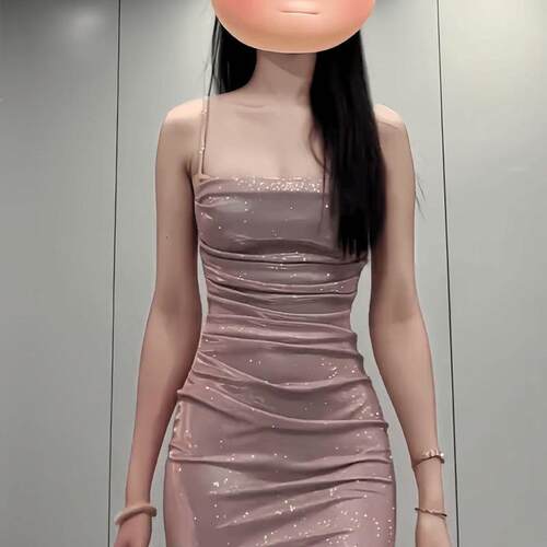 欧美ins风闪闪吊带礼服裙女