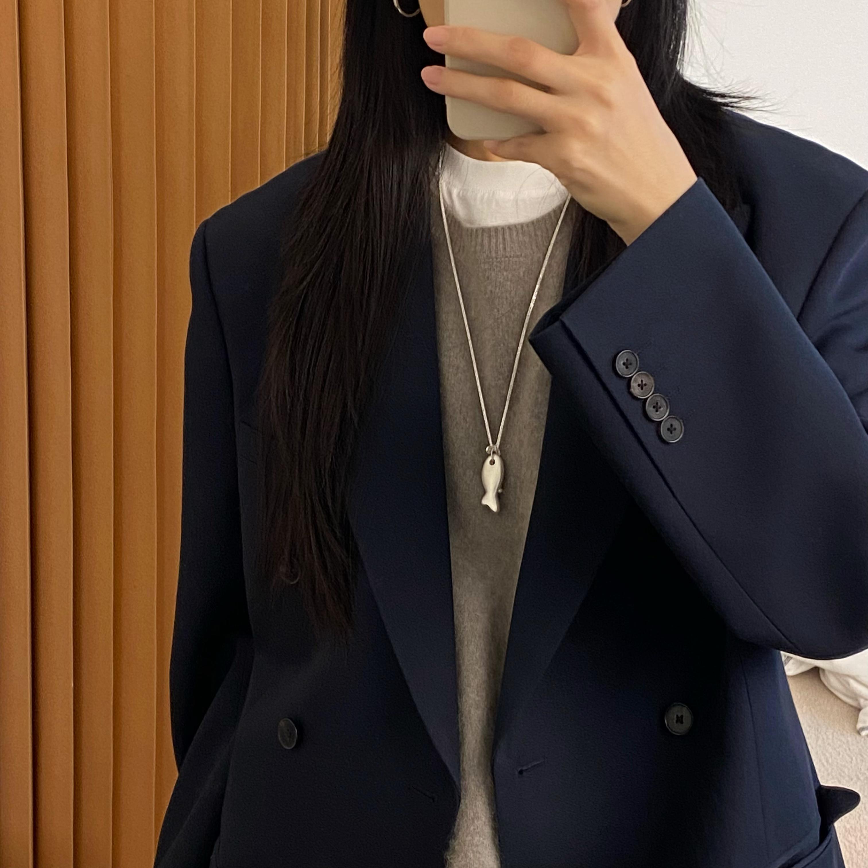 吊坠足银 《福禄小胖鱼》百搭小鱼设计感个性简约项链