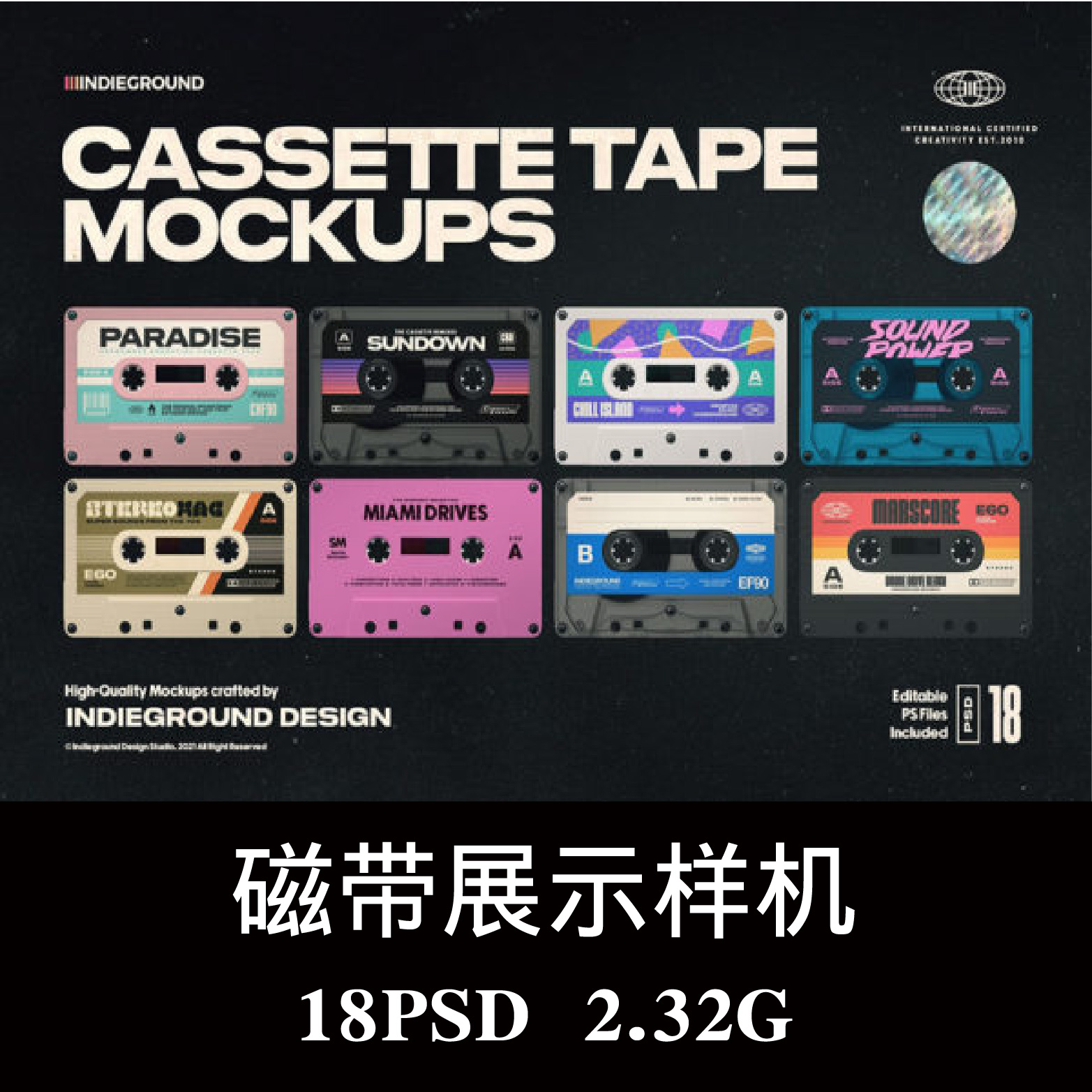 盒式音乐磁带卡带标签源文件样机PS贴图效果图智能图层模板素材