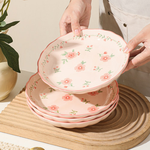 新款釉下彩陶瓷深盘家用