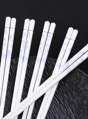 景德镇陶瓷筷子家用轻奢高级感千里江山陶瓷筷高颜值防滑耐高温筷