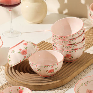 高颜值清新陶瓷碗碟套装 乔迁高颜值餐具 家用饭碗碗盘2024碗筷新款