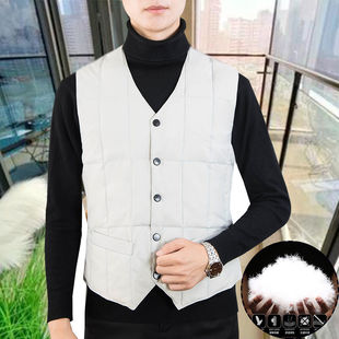 秋冬羽绒男背心轻薄修身 白鸭绒马甲内胆保暖休闲运动内穿中年坎肩
