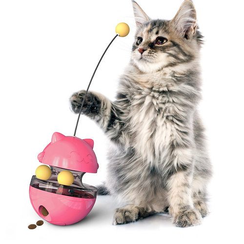 爆款不倒翁逗猫玩具漏食球 猫转盘益智自嗨宠物用品猫玩具