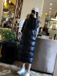 ins加厚超长鹅绒羽绒服女长款过膝2024年新款冬鹅绒服连帽大毛领
