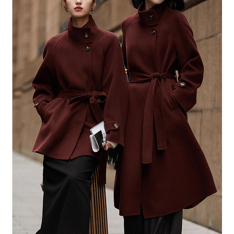 赫本风双面呢羊绒大衣女高级感