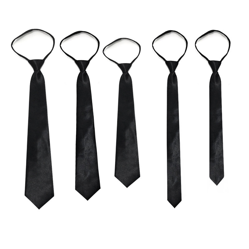 正装纯黑色领带男拉链款韩版5cm窄版银色夜店ktv职场