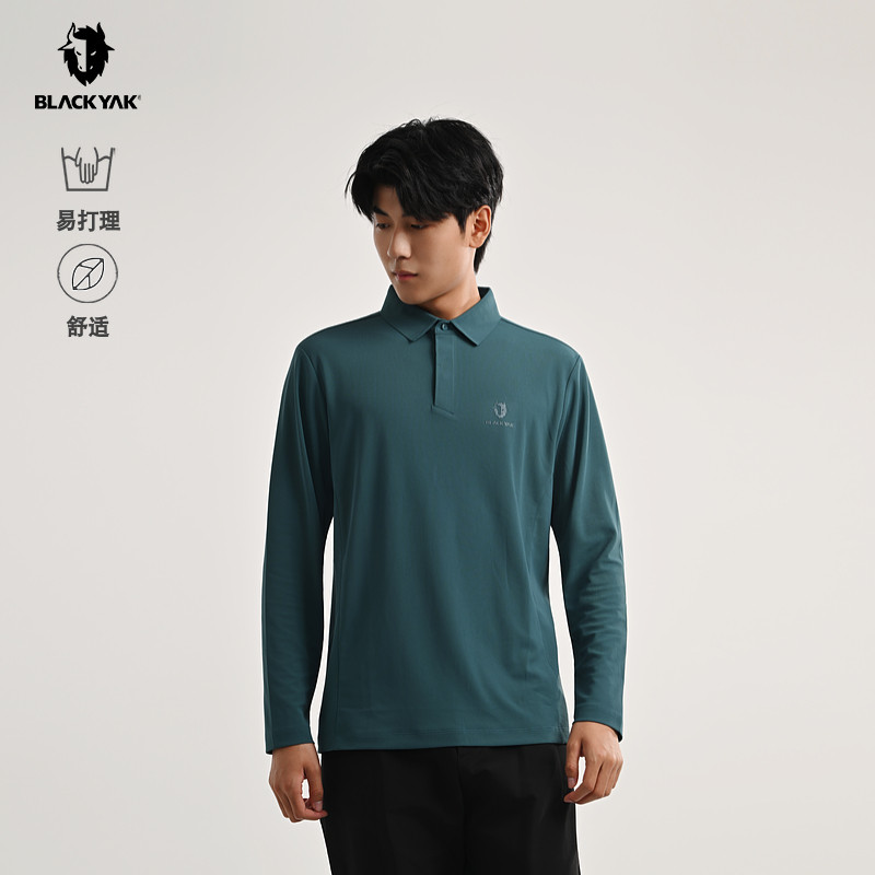 BLACKYAK/布来亚克2025秋新款男商务翻领长袖POLO T恤FYM419