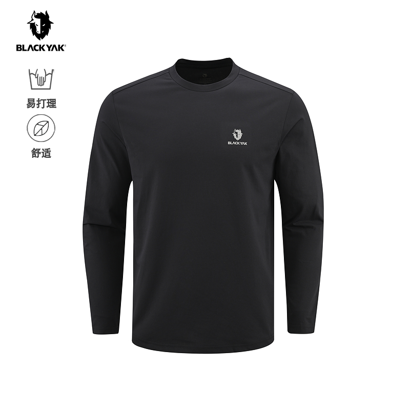 BLACKYAK/布来亚克2025秋新款套头休闲内搭男长袖圆领T恤FYM443